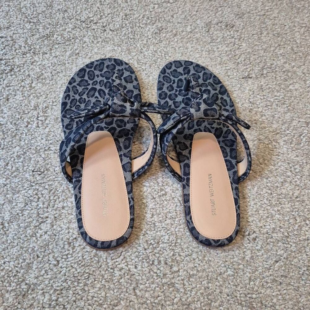 Stuart Weitzman Bandeau T-Strap Slide In Leopard … - image 4